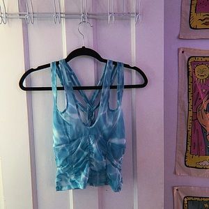 Blue Tie Dye Sheer Cropped Tank Top